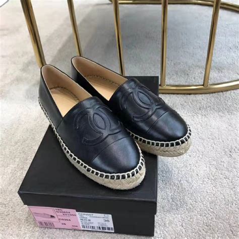 chanel black leather espadrilles price|Chanel espadrilles beige and black.